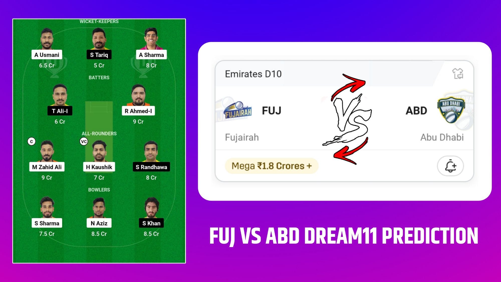 FUJ VS ABD Dream11 Prediction Hindi