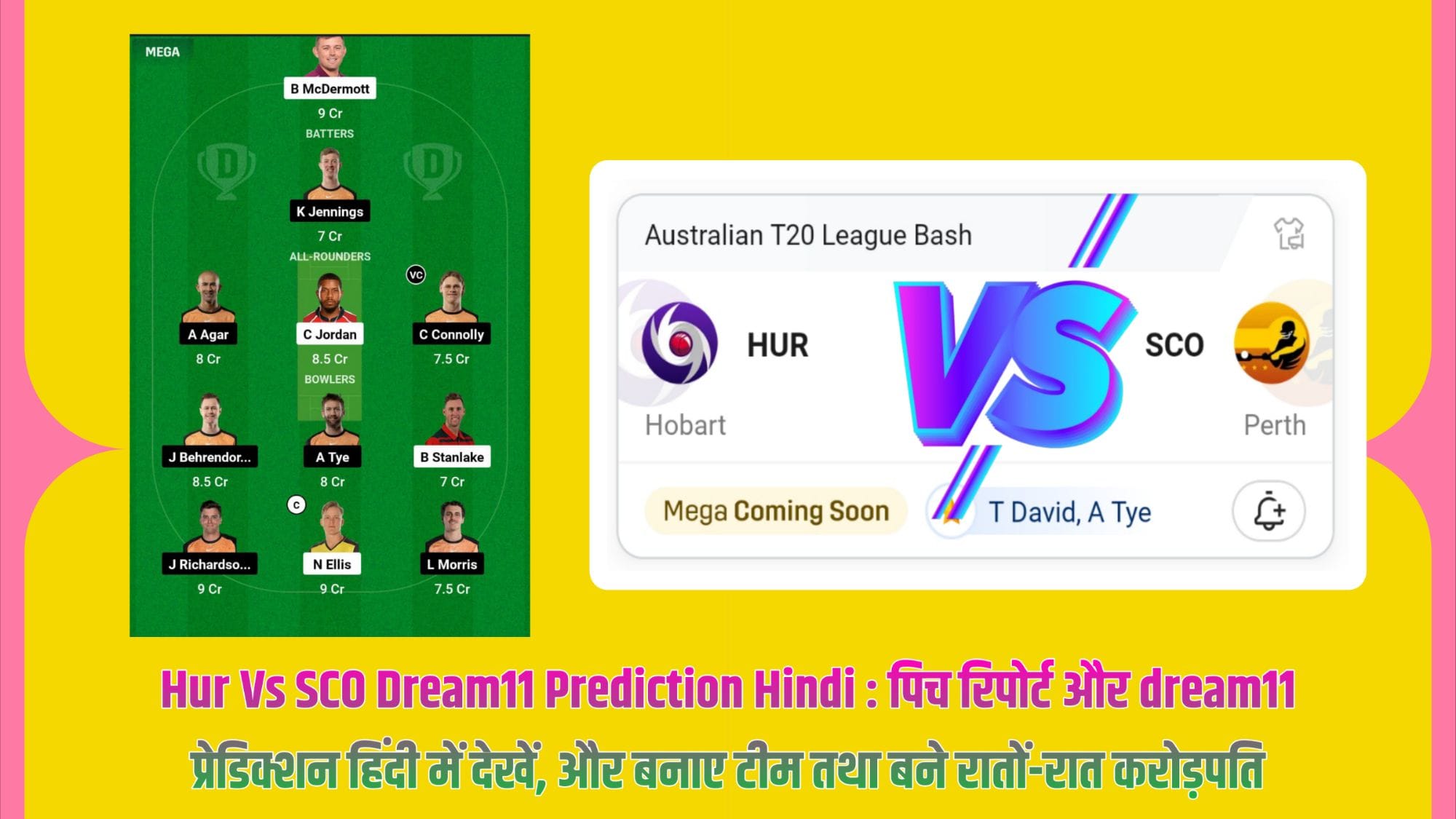 Hur Vs SCO Dream11 Prediction Hindi