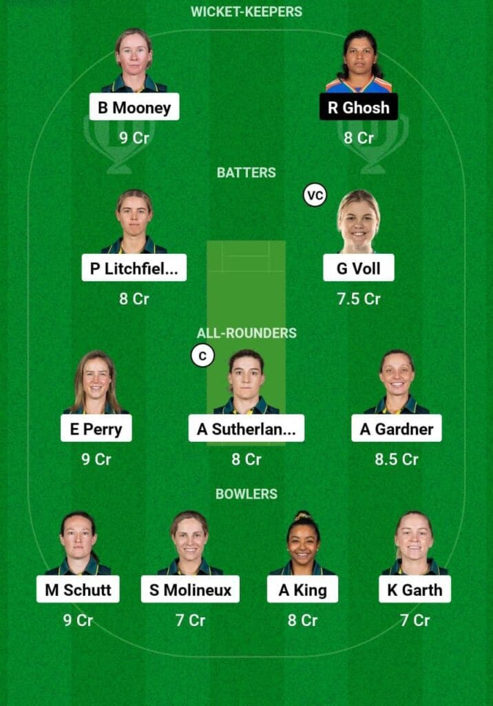 AU-W Vs IN-W 3rd ODI Dream11 Prediction Team 2