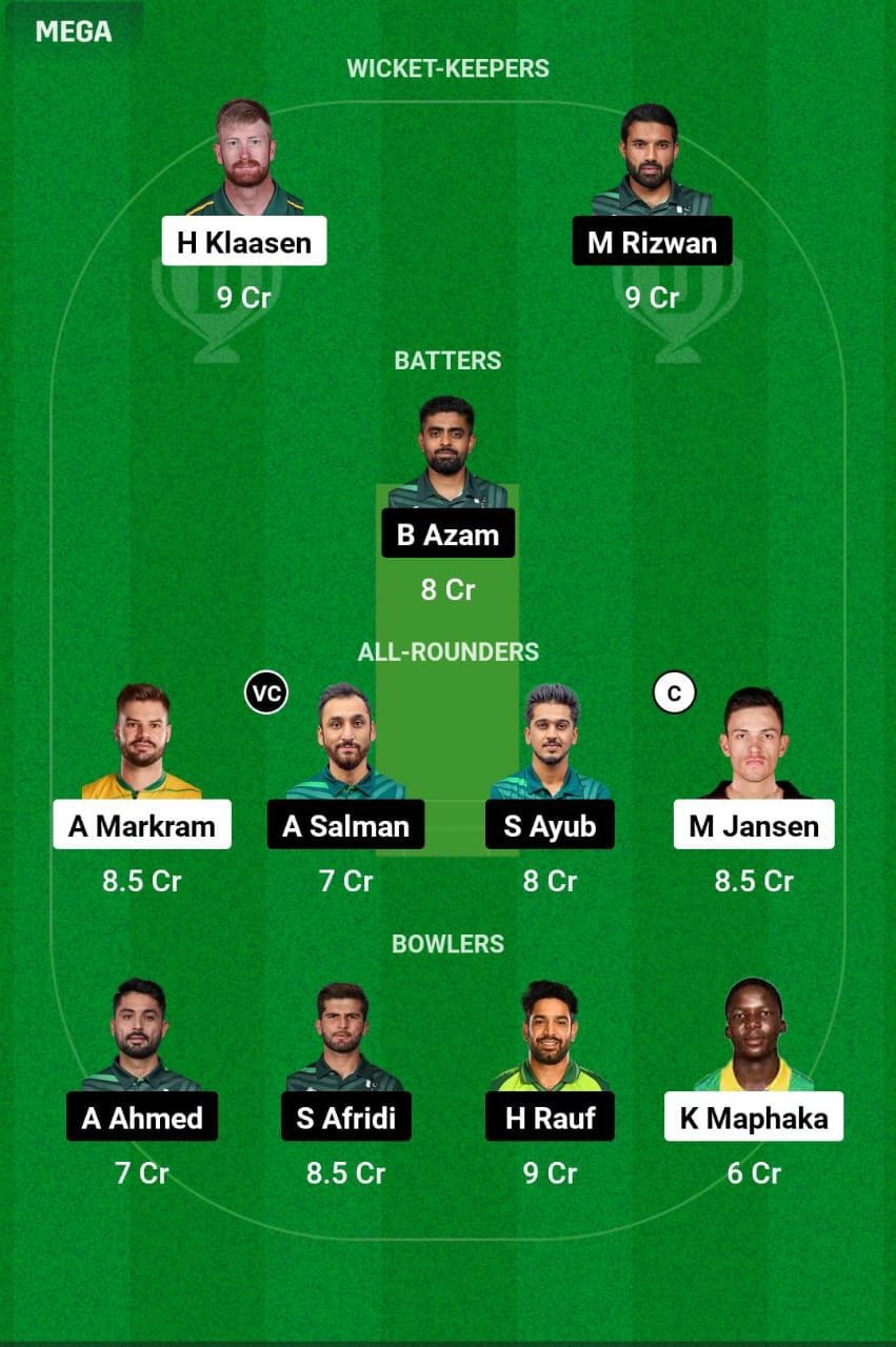 SA VS PAK 3rd ODI Dream11 Prediction team Suggestion