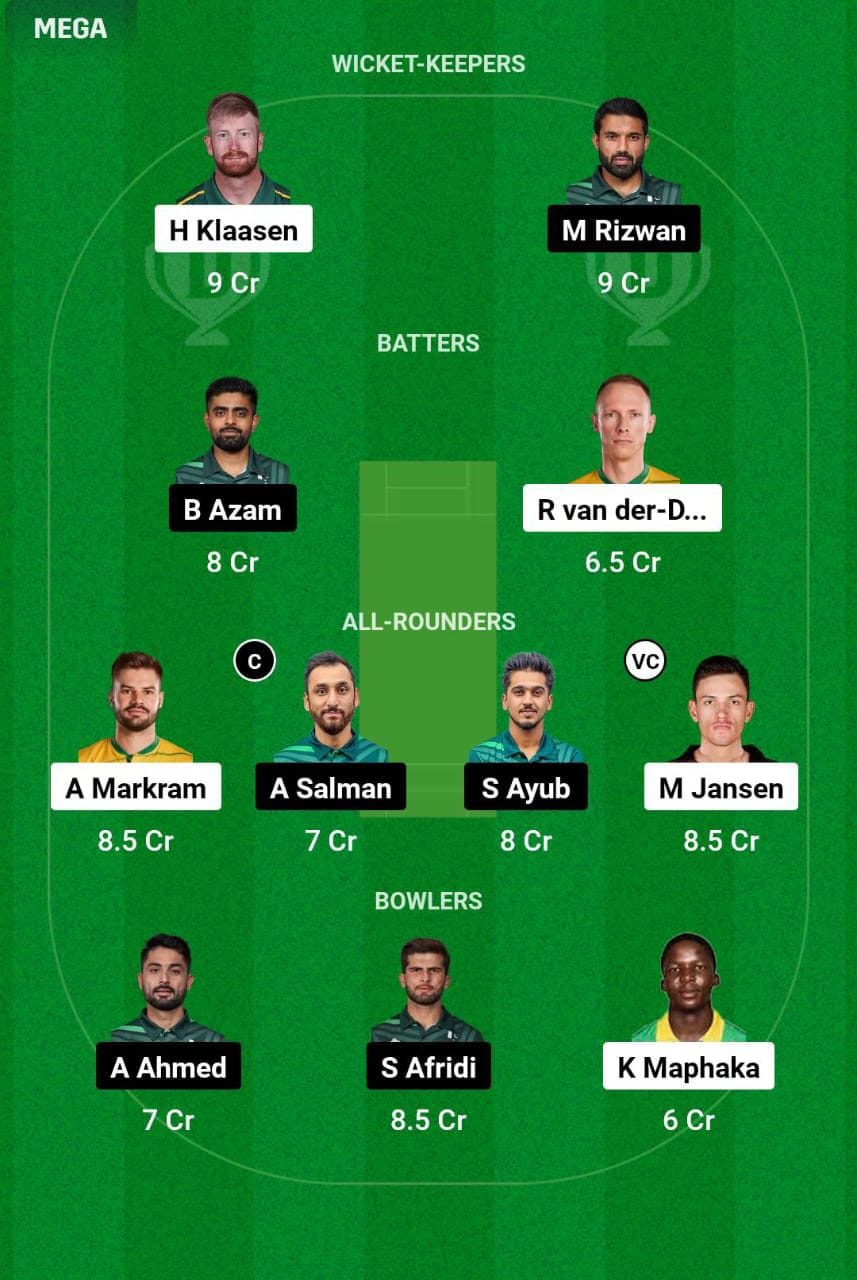 SA VS PAK 3rd ODI Dream11 Prediction team Suggestion