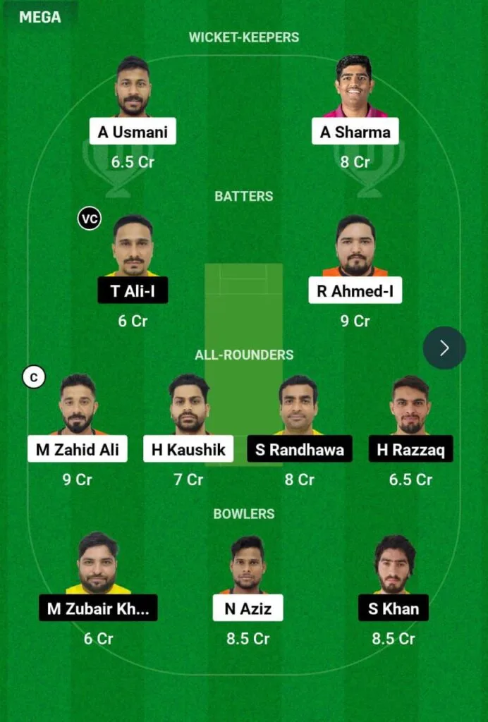 FUJ VS ABD Dream11 Prediction Team