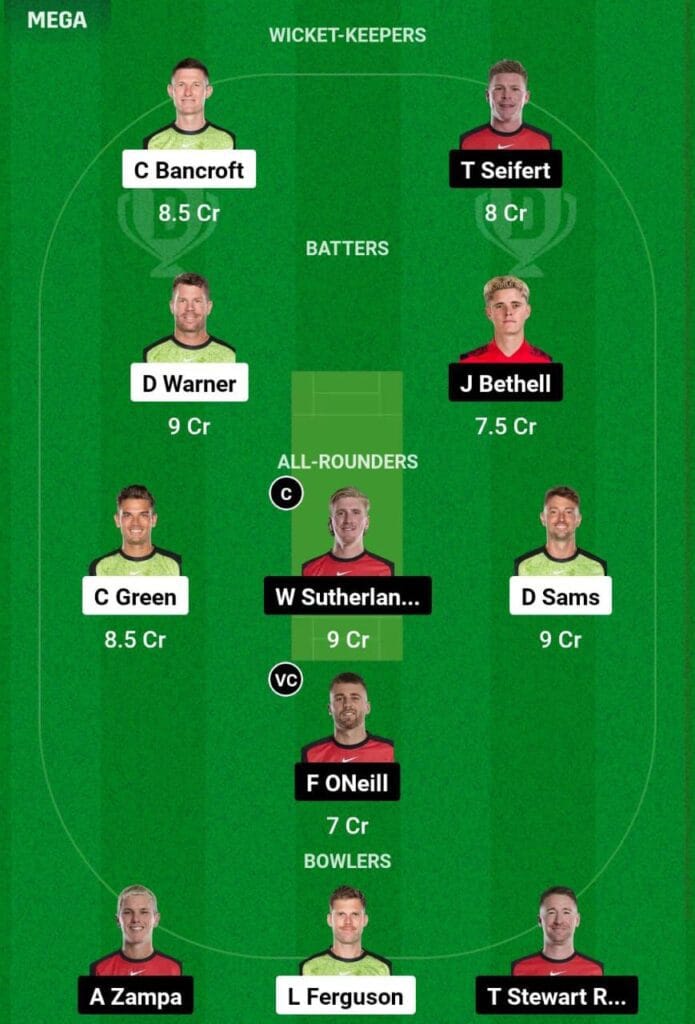 SEA VS REN Dream11 Prediction Hindi - Final Team