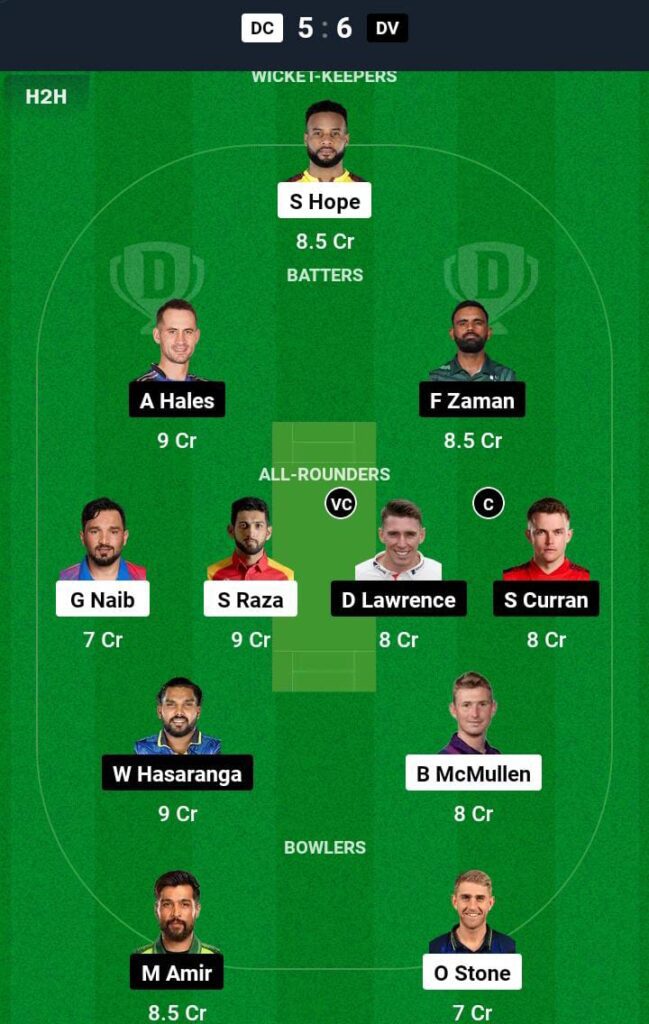 DC VS DB Dream11 Prediction Team 2 