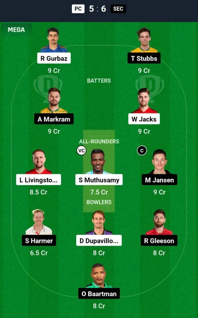 PC VS SEC Dream11 Prediction Team