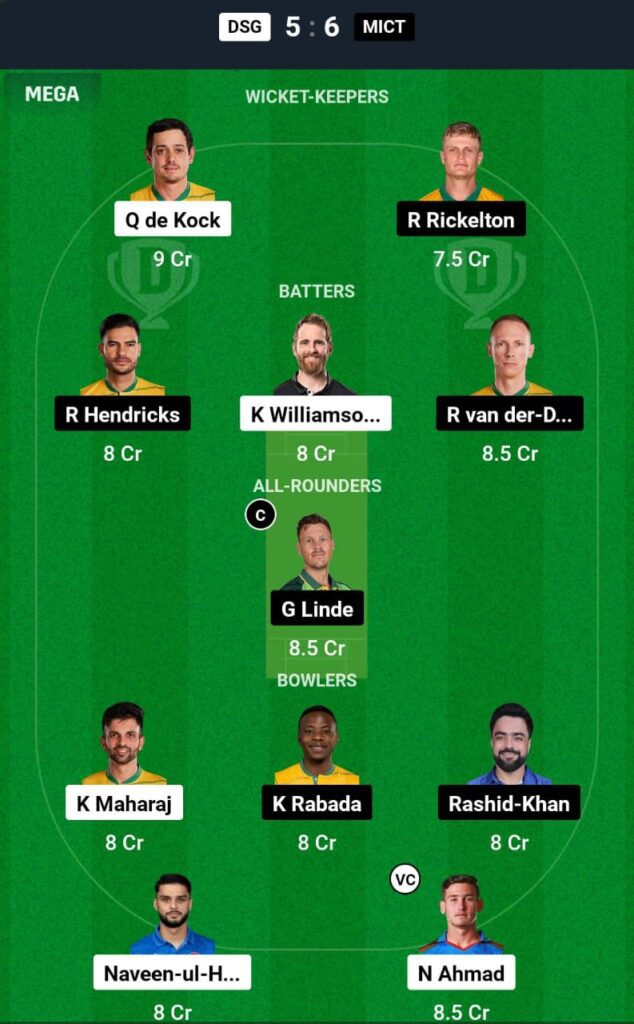 DSG VS MICT Dream11 Prediction Team 2