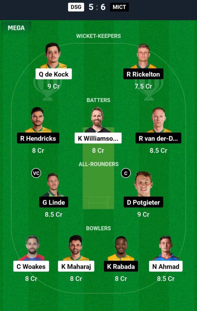 DSG VS MICT Dream11 Prediction Team 