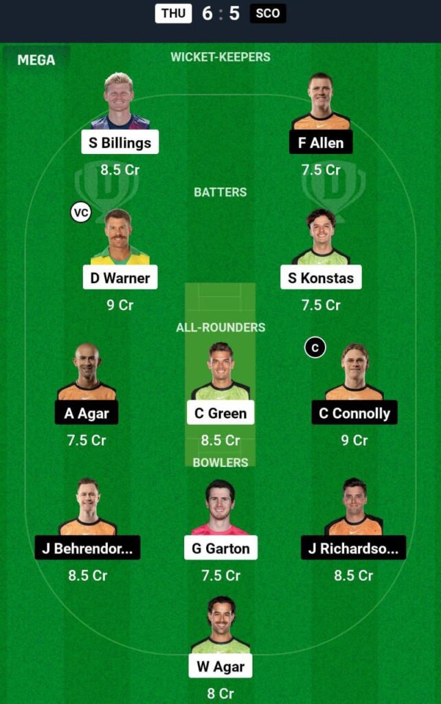 THU VS SCO Dream11 Prediction Team 2