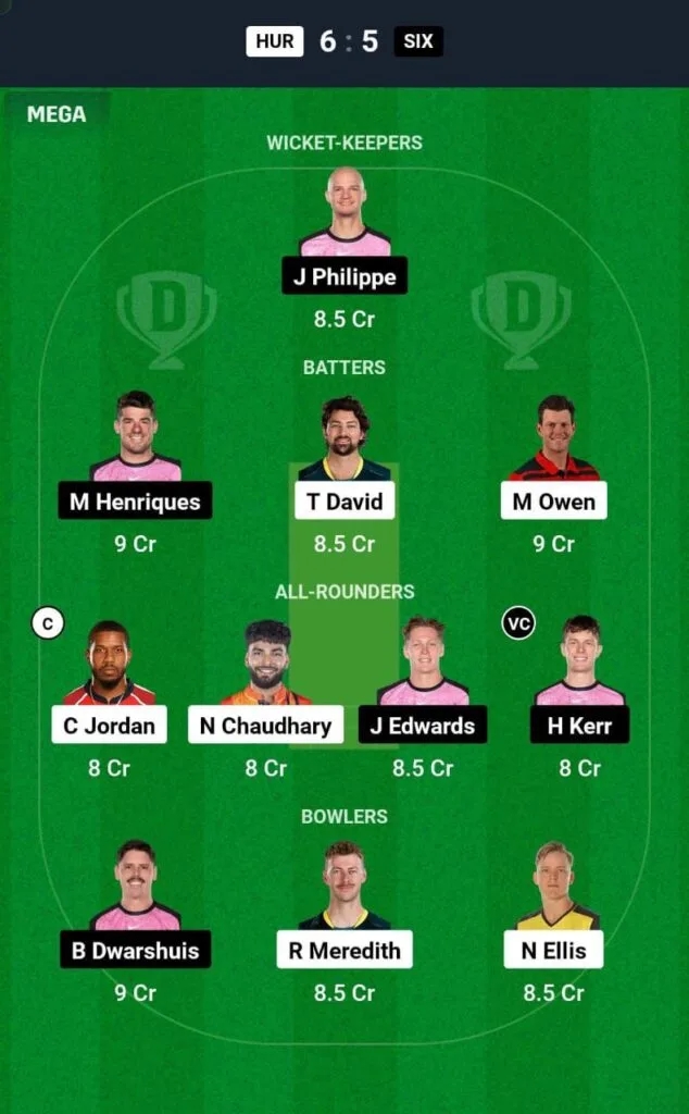 HUR VS SIX Dream11 Prediction Team 2