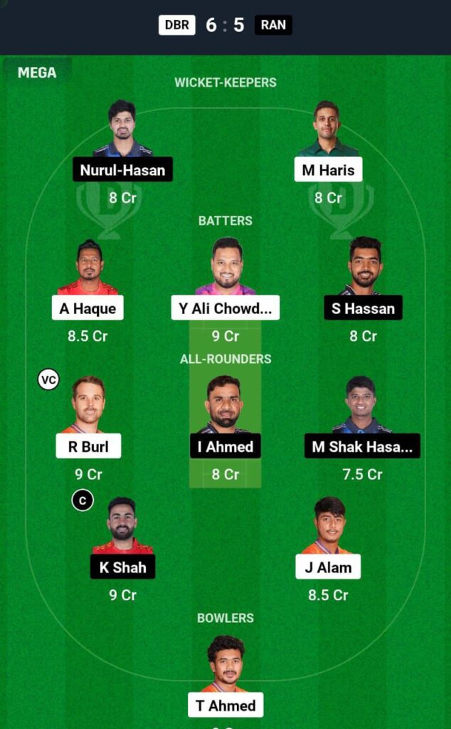 DSR VS RAN Dream11 Prediction Team 2